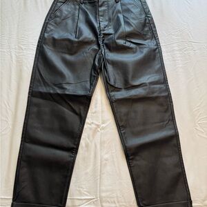 Brixton Black Leather-Trimmed Pants